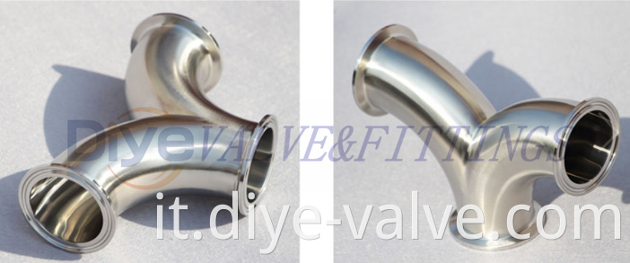 Stainless steel 90 degree clamp double bend pipe fitting